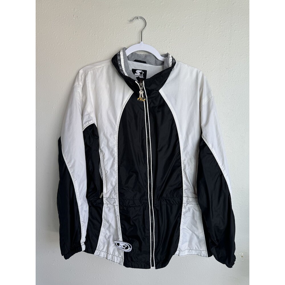 Starter Women's Black & White Windbreaker Jacket MEDIUM